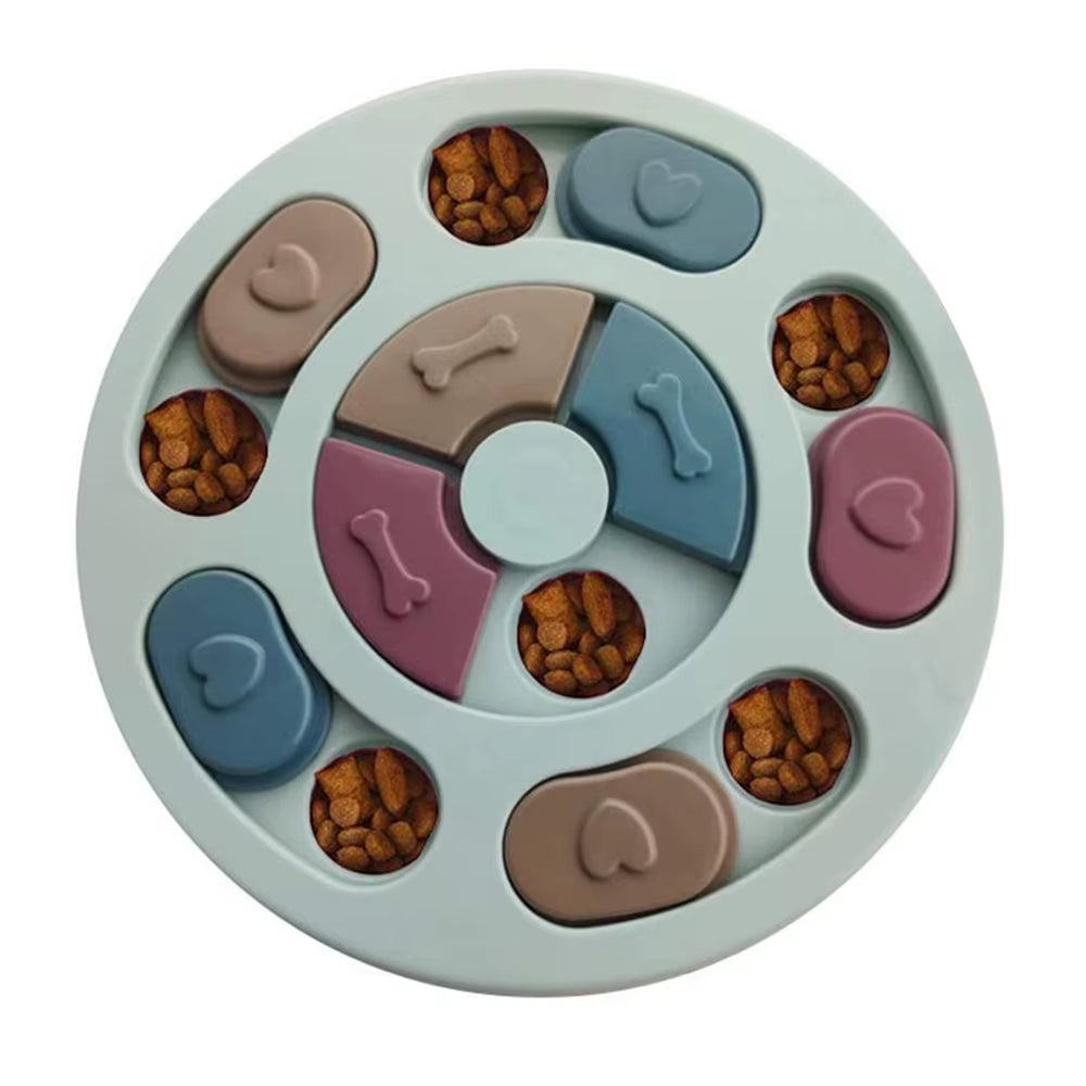 Dog Puzzle Toys Slow Feeder Increase IQ Interactive Turntable Toy Food Dispenser Slowly Eating Bowl Pet Cat Dogs Training Game